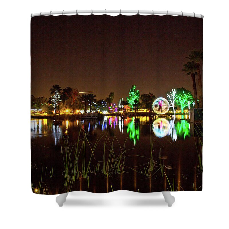  Shower Curtain featuring the photograph Zoo Lights Reflection by Catherine Walters