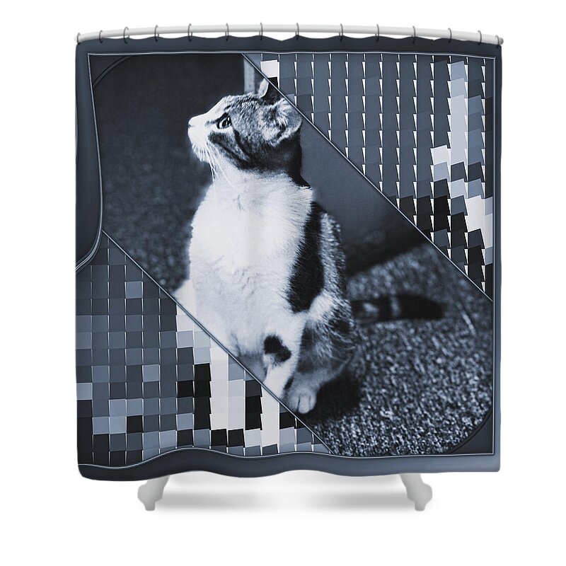 Cat Shower Curtain featuring the digital art # 243 by Marko Sabotin