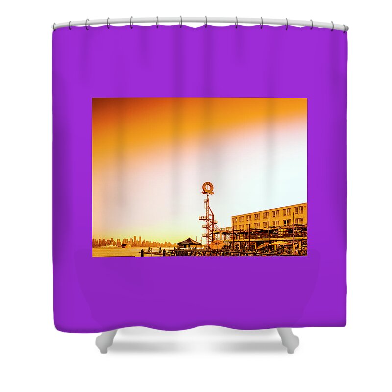 Summer Sunset Lonsdale Quay North Shore Vancouver Canada Shower Curtain featuring the photograph Summer Sunset North Shore Vancouver 0042-100 by Amyn Nasser