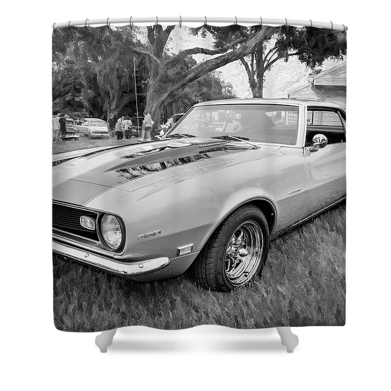 1969 Silver Chevrolet Camaro 350 Ss Shower Curtain featuring the photograph 1969 Silver Chevrolet Camaro 350 SS X199 by Rich Franco