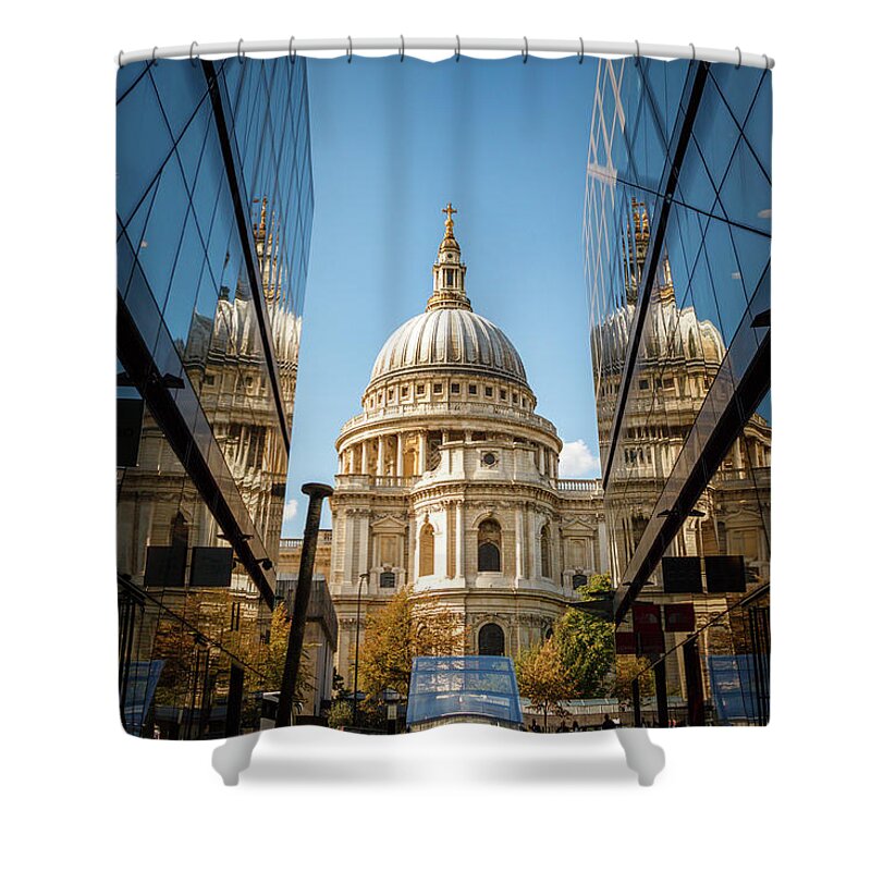 St Paul's Shower Curtain featuring the photograph A Reflection on St' Pauls' #1 by Rick Deacon