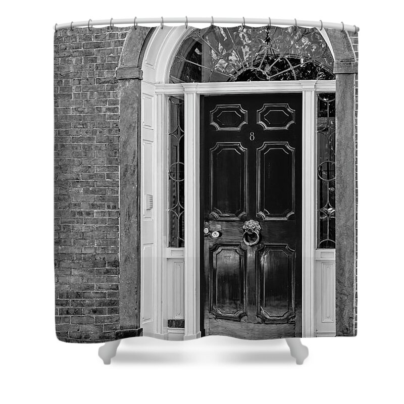 Door Shower Curtain featuring the photograph Acorn Street Red Door #1 by Susan Candelario