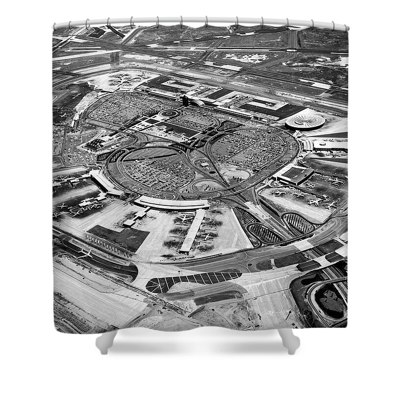 1960s Shower Curtain featuring the photograph Aerial View Of JFK Airport 2 by Underwood Archives