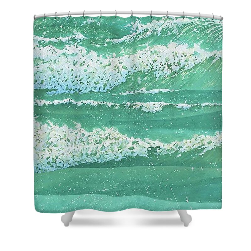 Waves Shower Curtain featuring the painting After the Storm by Pamela Kirkham