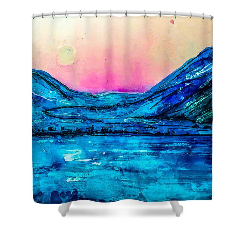 Moonrise Shower Curtain featuring the mixed media Arctic Moonrise HDR #1 by Eileen Backman