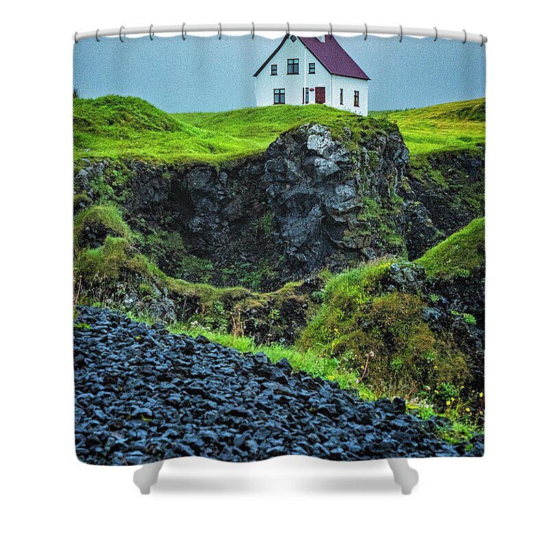 Celand Shower Curtain featuring the photograph Arnarstapi House #1 by Tom Singleton