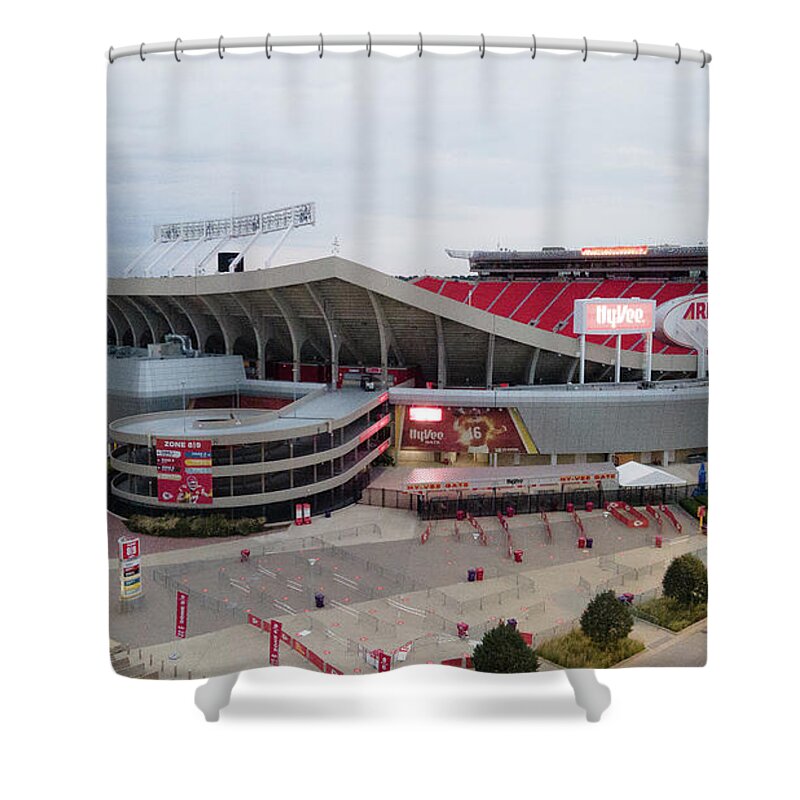 Kansas City Shower Curtain featuring the photograph Arrowhead Stadium by Eldon McGraw
