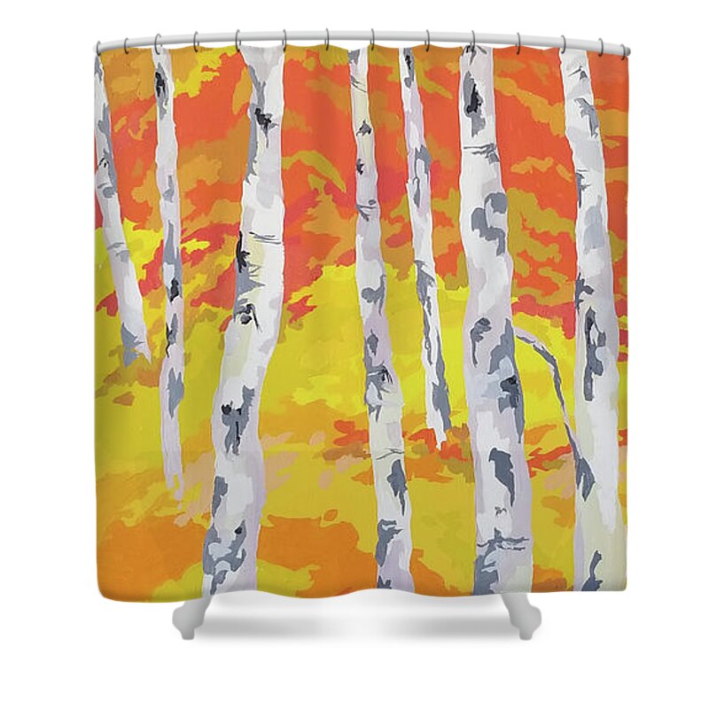 Aspen Shower Curtain featuring the painting Aspen Blanket #1 by Sandy Tracey
