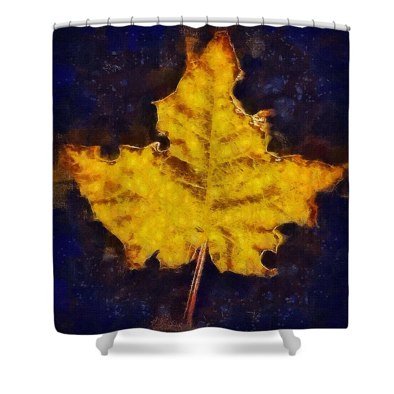 Autumn Shower Curtain featuring the mixed media Autumn Leaf by Christopher Reed