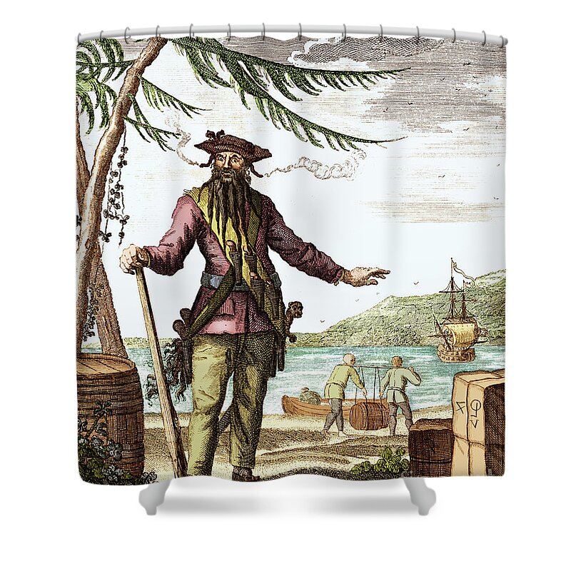 18th Century Shower Curtain featuring the photograph Blackbeard or Edward Teach, English Pirate #1 by Science Source