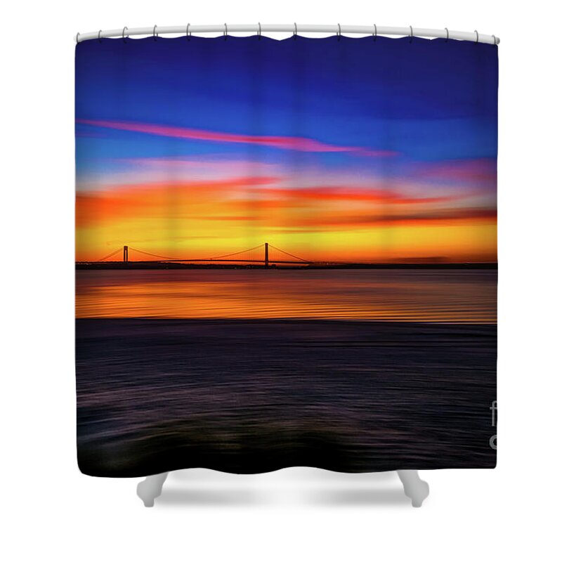 2020 Shower Curtain featuring the mixed media Burning Bridge #1 by Stef Ko