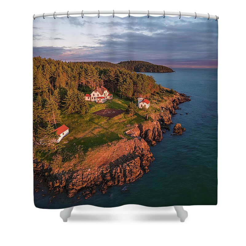 Lighthouse Shower Curtain featuring the photograph Burrows Island Sunset 2 by Michael Rauwolf