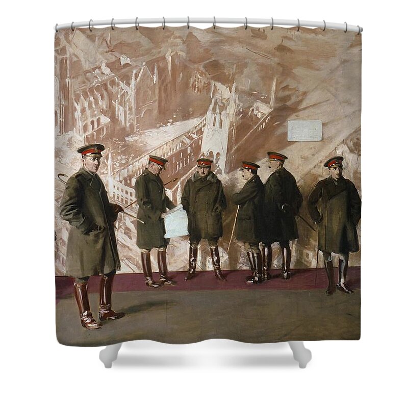Canadian Shower Curtain featuring the painting Canadian Headquarters Staff #2 by William Nicholson