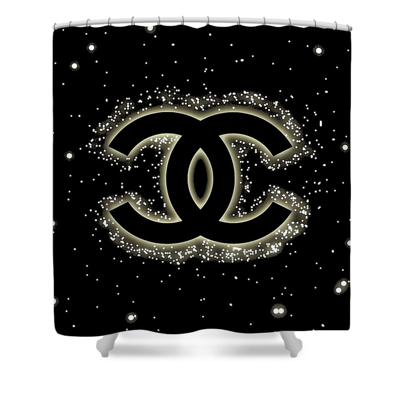 Chanel gold logo shower curtain