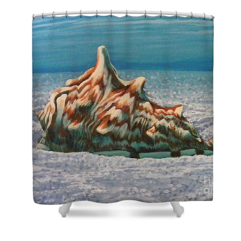 Shell Shower Curtain featuring the painting Conch #1 by Dan Remmel