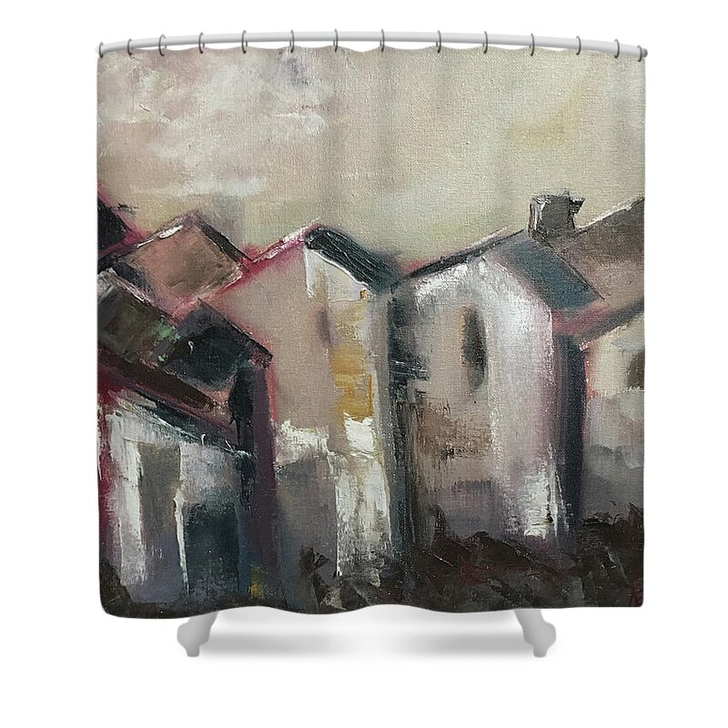 Loose Brush Shower Curtain featuring the painting Corsica by Roxy Rich