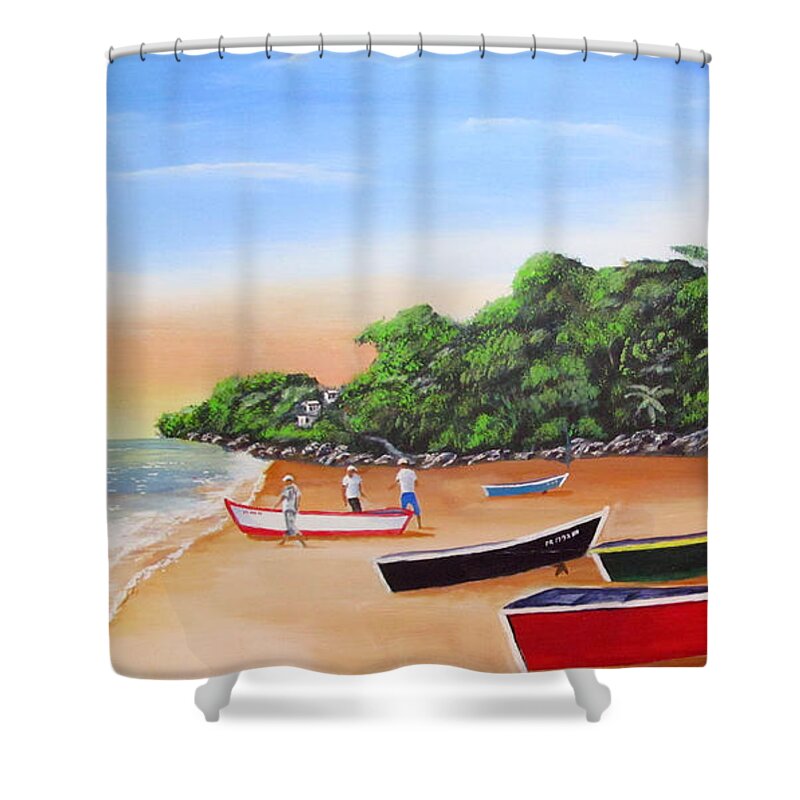 Crashboat Beach Shower Curtain featuring the painting Crashboat Wonder by Luis F Rodriguez