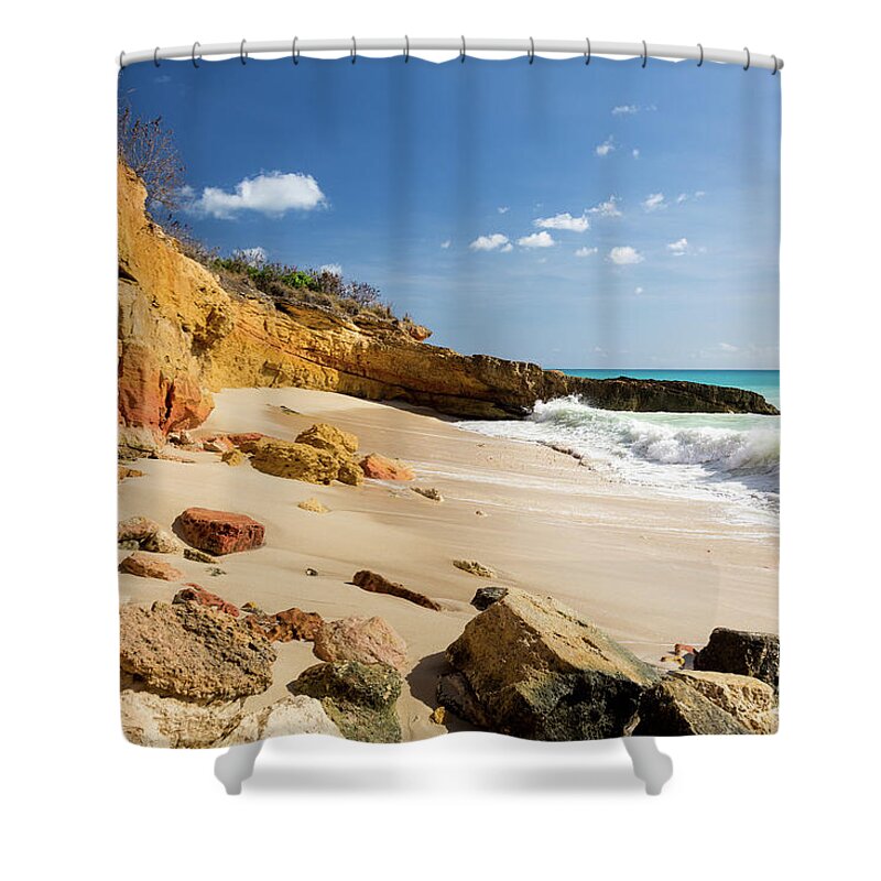 Sint Maarten Shower Curtain featuring the photograph Cupecoy Beach Sint Maarten #1 by Steven Heap
