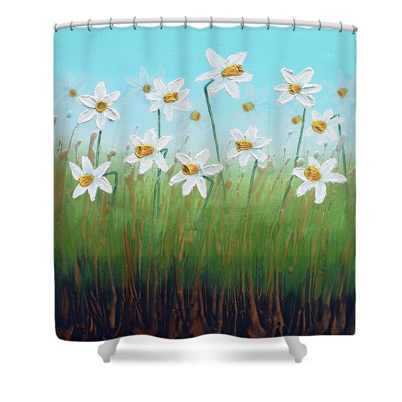 Daffodils Shower Curtain featuring the painting Daffodils by Amanda Dagg