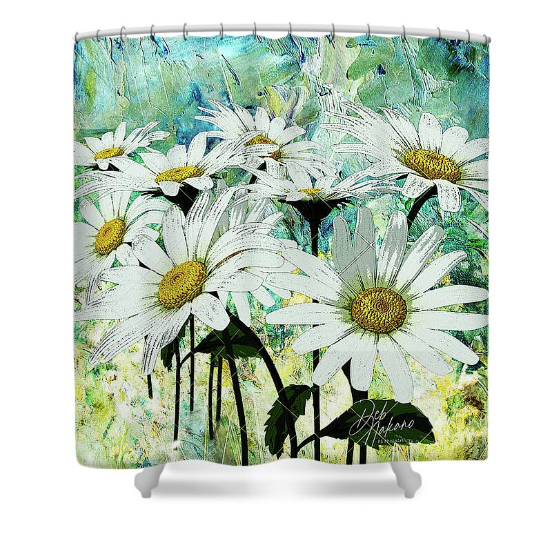 Shower Curtain Shower Curtain featuring the digital art Daisies in Paint #1 by Deb Nakano