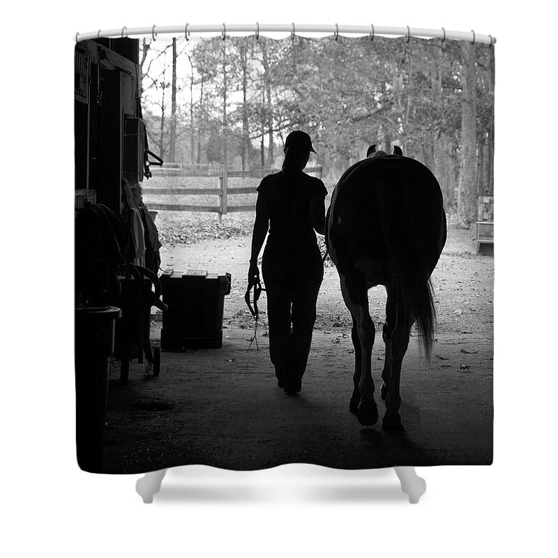 Horses Shower Curtain featuring the photograph Day's End by Minnie Gallman