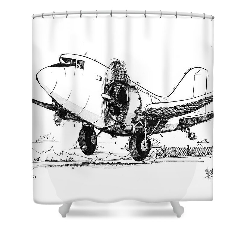 Douglass Shower Curtain featuring the drawing Dc-3 by Michael Hopkins