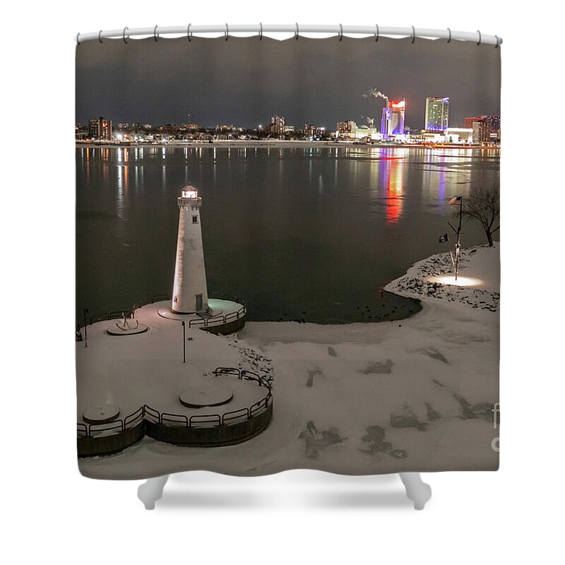 Detroit Shower Curtain featuring the photograph Detroit River Lighthouse #1 by Jim West