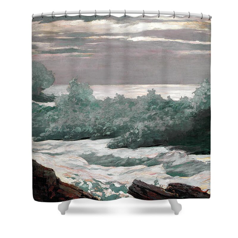 Winslow Homer Shower Curtain featuring the painting Early Morning After a Storm at Sea by Winslow Homer