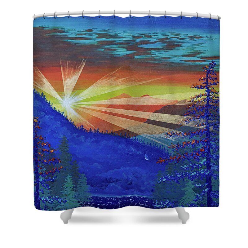 Sunbeam Shower Curtain featuring the painting Find Your Horizon #1 by Ashley Wright