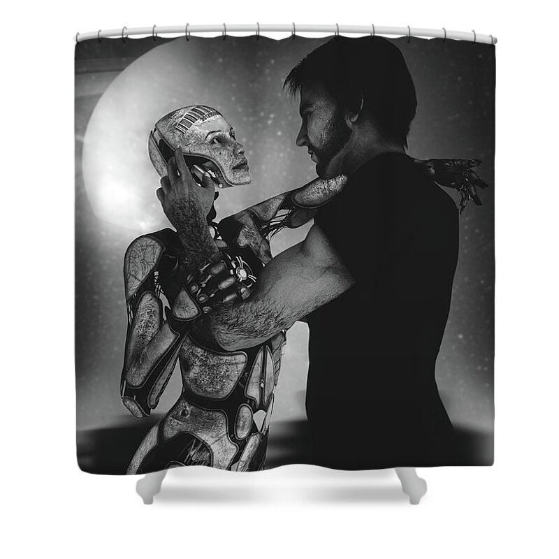 Robots Shower Curtain featuring the photograph First And Last #2 by Bob Orsillo