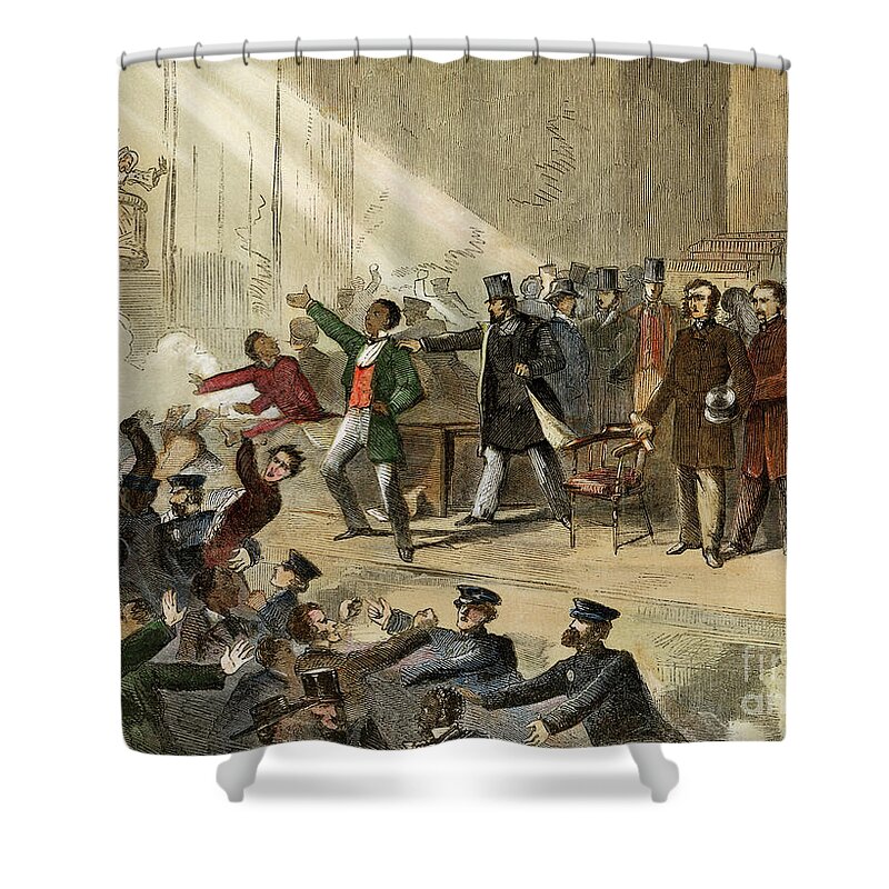1860 Shower Curtain featuring the drawing Frederick Douglass, 1860 #1 by Granger
