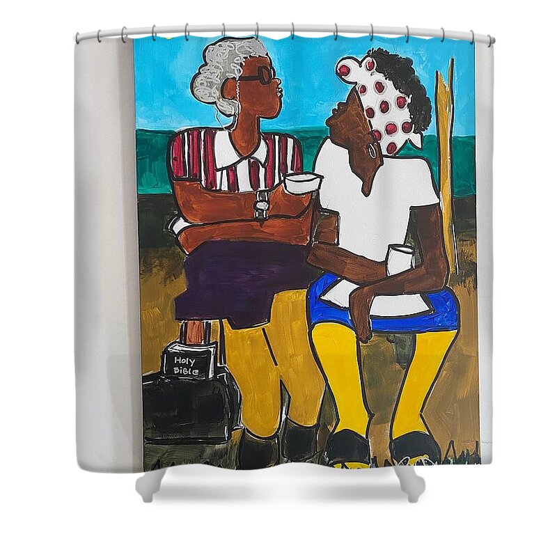  Shower Curtain featuring the painting Friends by Angie ONeal
