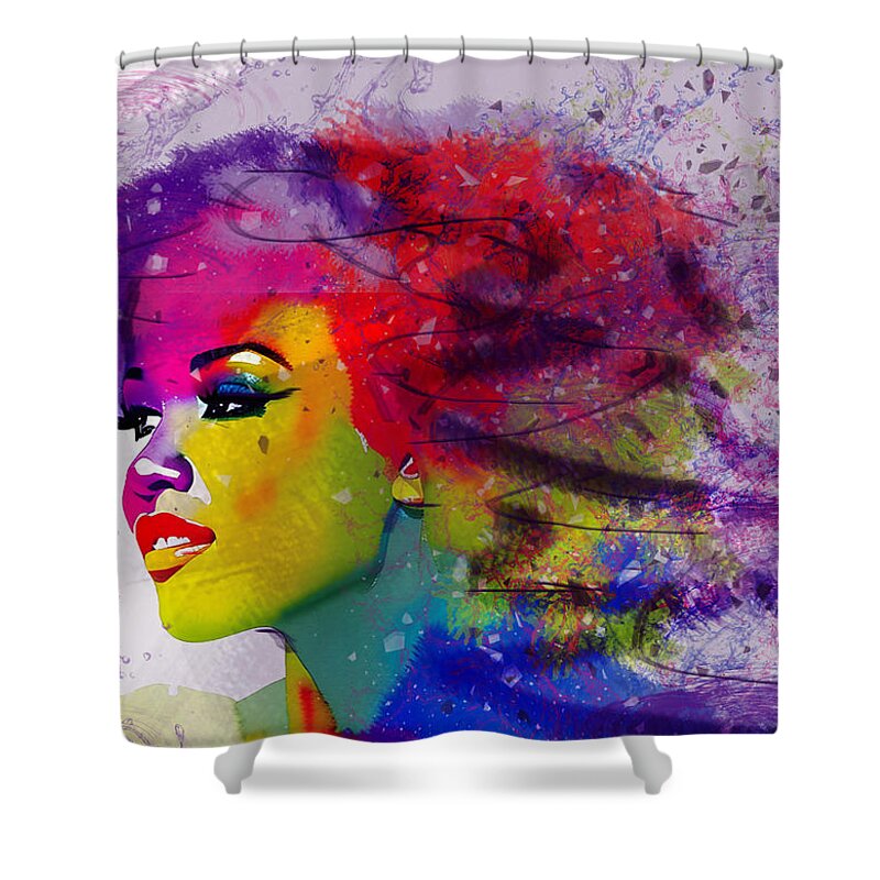 Colorfull Shower Curtain featuring the painting gIRL #1 by Bogdan Floridana Oana