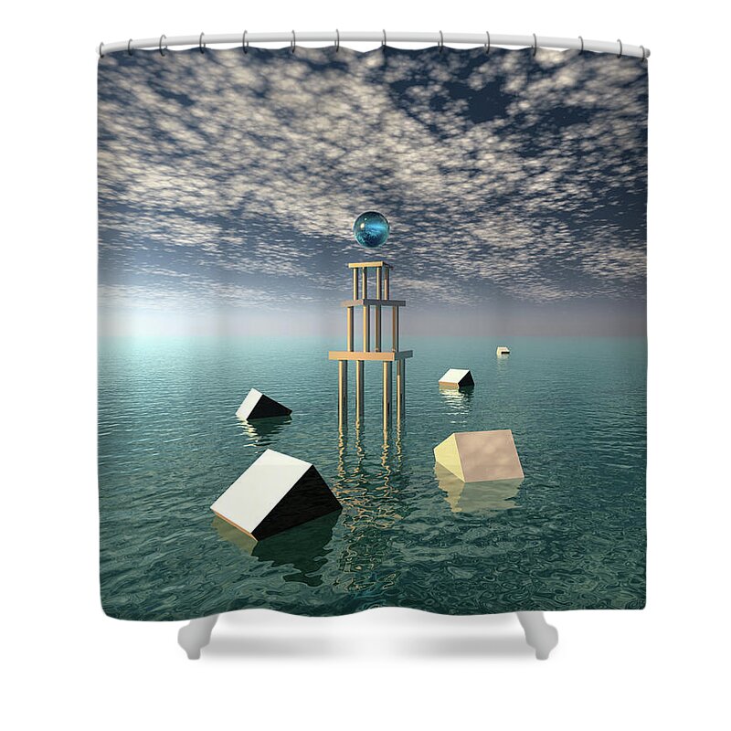 Clouds Shower Curtain featuring the digital art Glowing Blue Orb by Phil Perkins