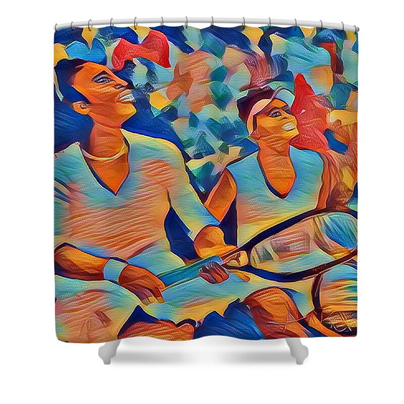  Shower Curtain featuring the painting G.o.a.t by Angie ONeal