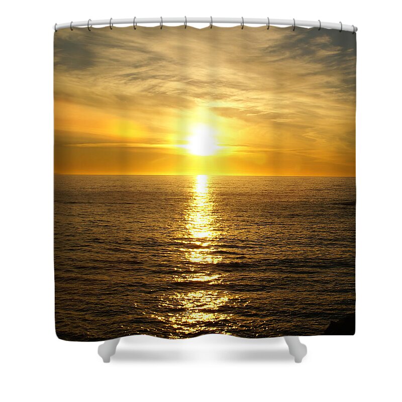 Golden Sunset Pismo Beach Shower Curtain featuring the photograph Golden Sunset Pismo Beach #1 by Barbara Snyder