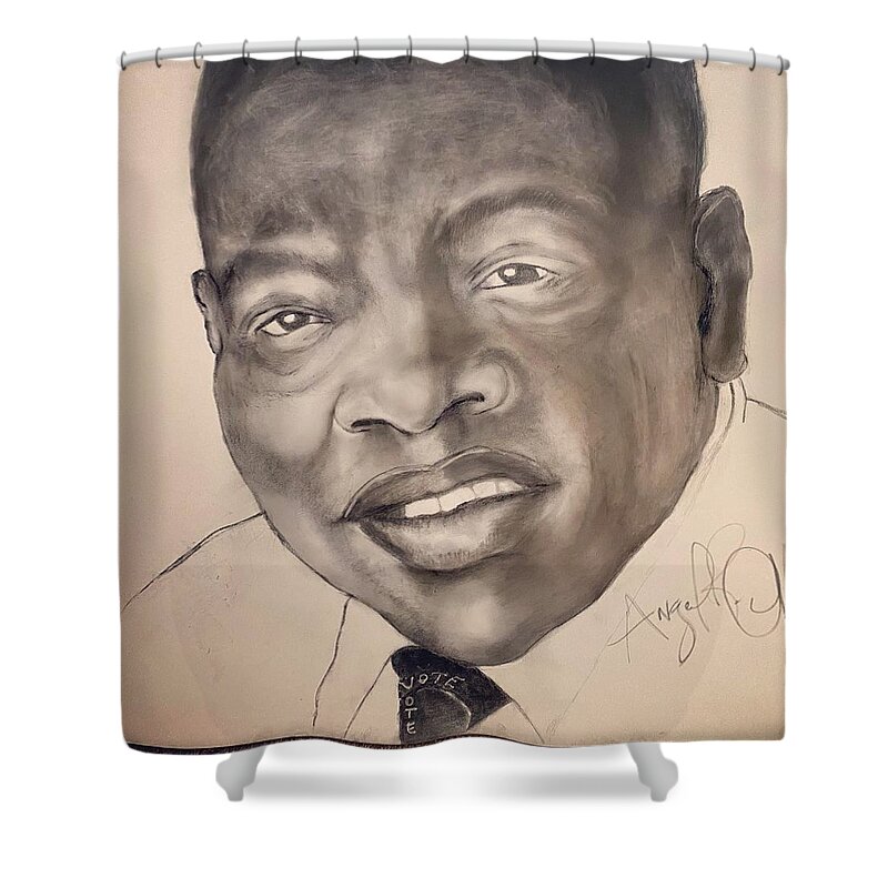  Shower Curtain featuring the drawing Good Trouble by Angie ONeal
