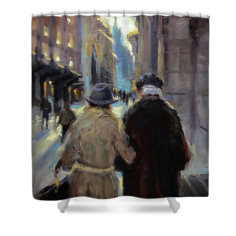 Couple Shower Curtain featuring the painting Growing Old Together by Ashlee Trcka