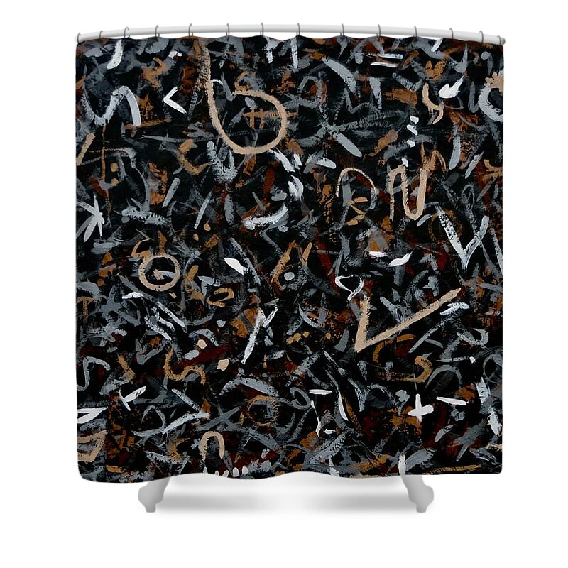 Acrylic Abstract Shower Curtain featuring the painting Guilt by Association #1 by J Loren Reedy