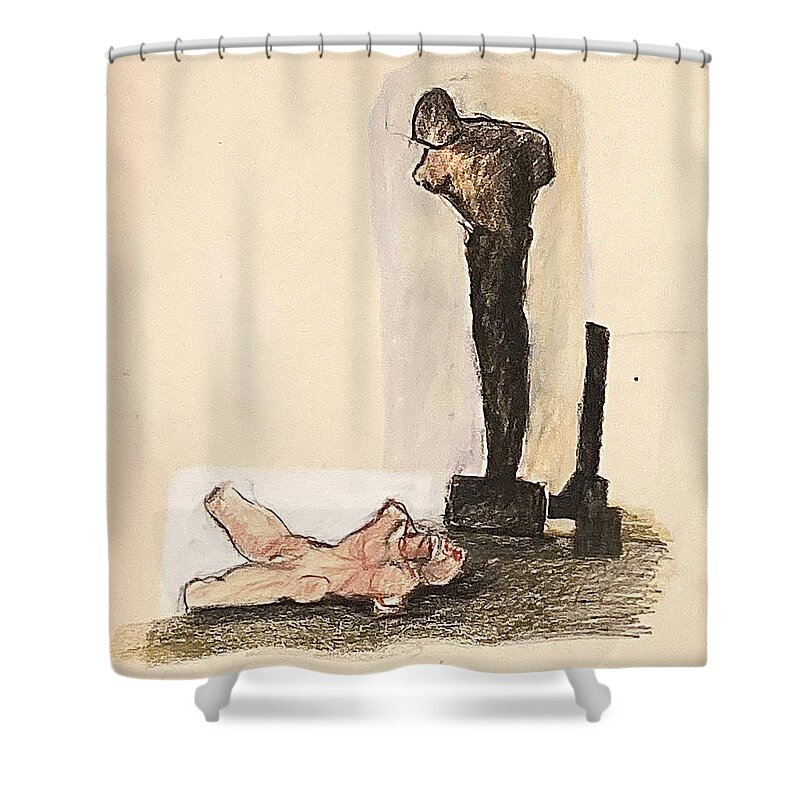 Silhouette Shower Curtain featuring the drawing Guilt by David Euler