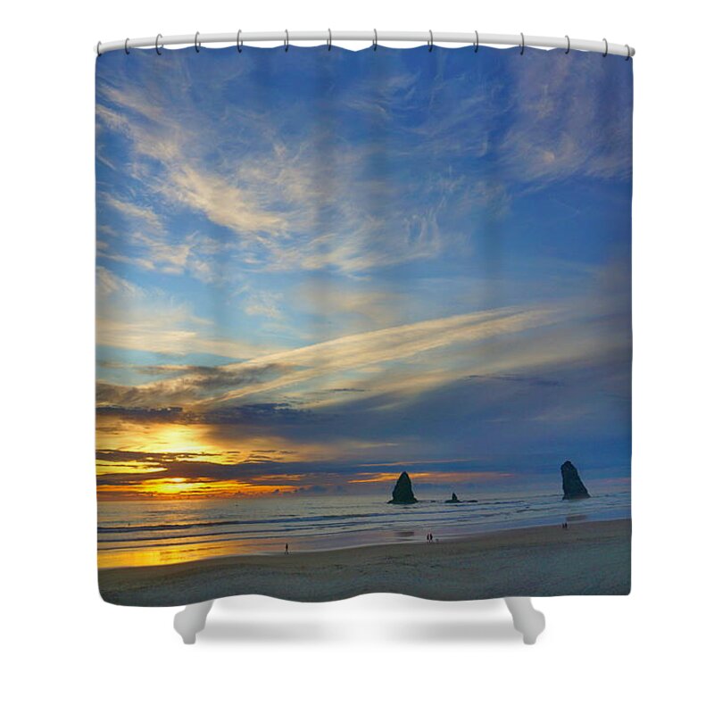 Seascape Shower Curtain featuring the photograph Haystack Rock II by Bill TALICH