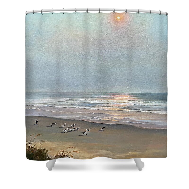 Beach Shower Curtain featuring the painting Hazy Day by Judy Rixom