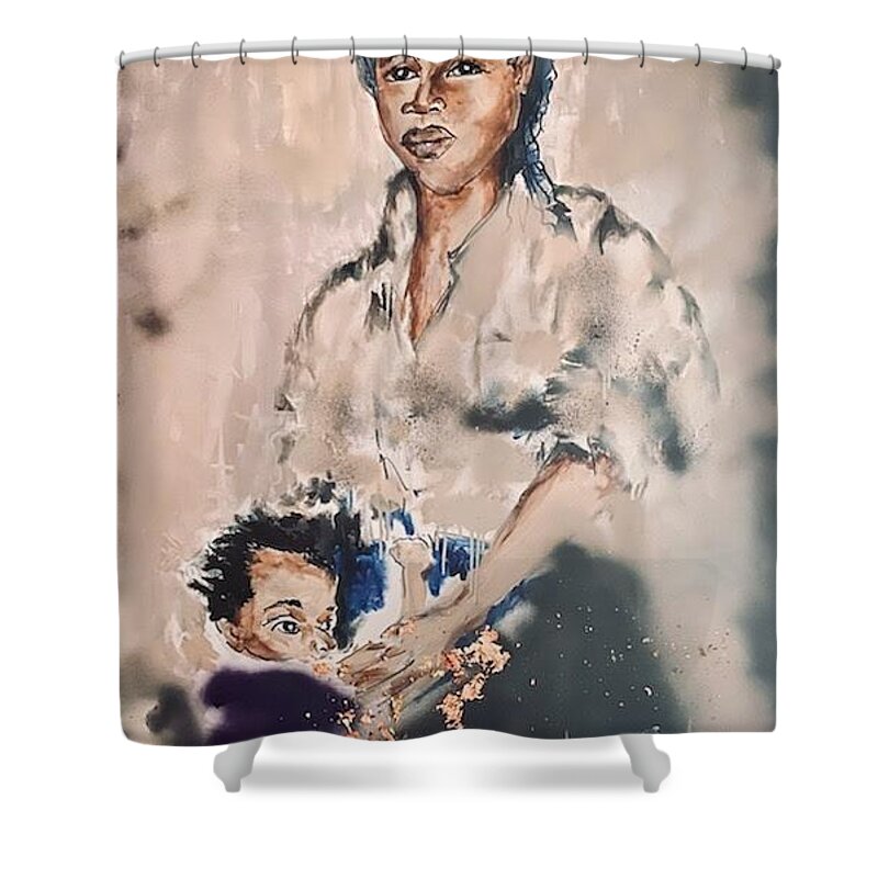  Shower Curtain featuring the painting Hidden no More by Angie ONeal