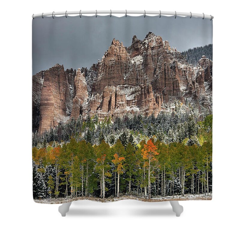 Mesa Shower Curtain featuring the photograph High Mesa Pinnacles #1 by Morris McClung
