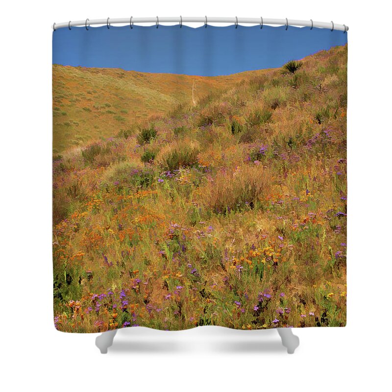 Wildflowers Shower Curtain featuring the photograph Hillside Wildflowers 2 by Ram Vasudev