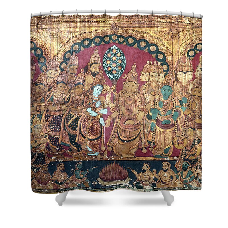 Archival Shower Curtain featuring the painting Hindu Wedding Ceremony #2 by Granger