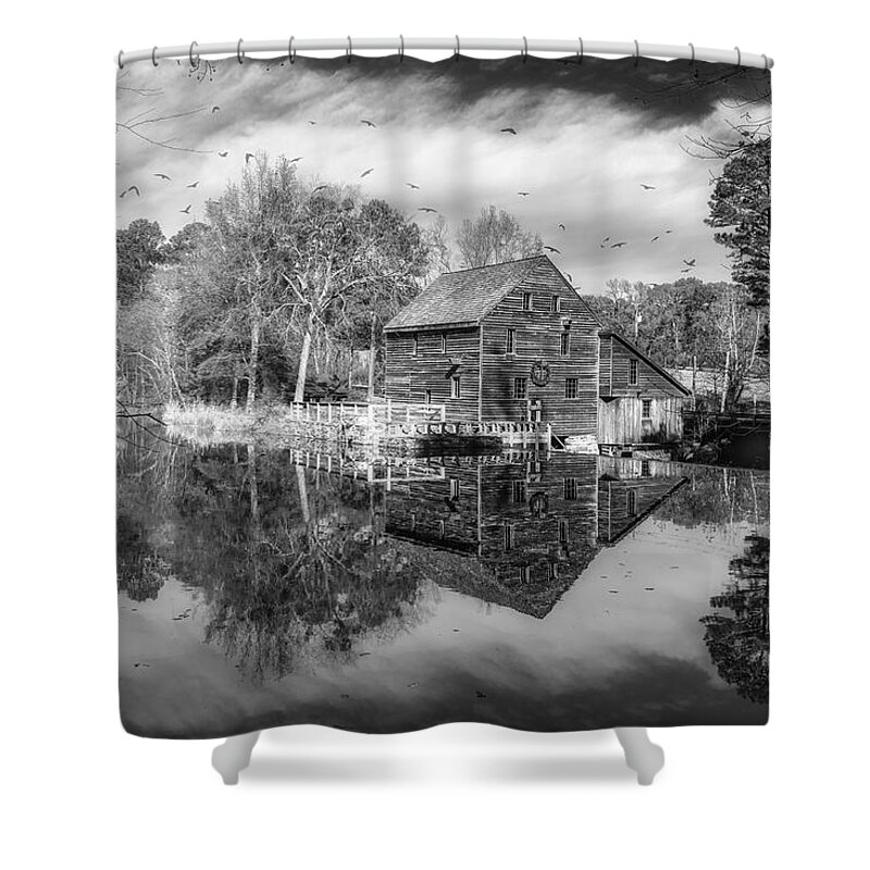 Old Shower Curtain featuring the photograph Historic Yates Mill #1 by Rick Nelson