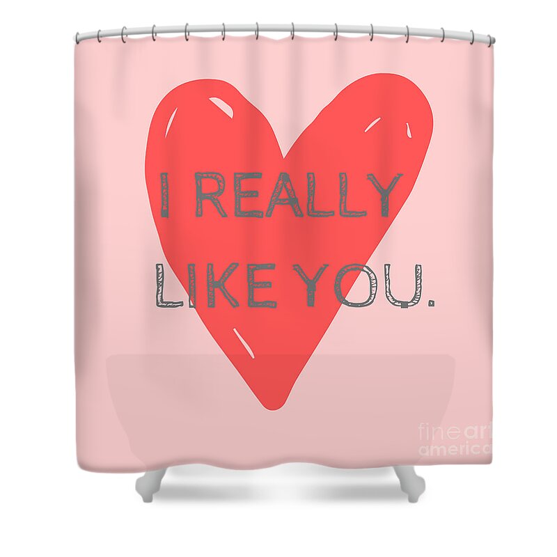Colorful Shower Curtain featuring the digital art I Really Like You #1 by Christie Olstad