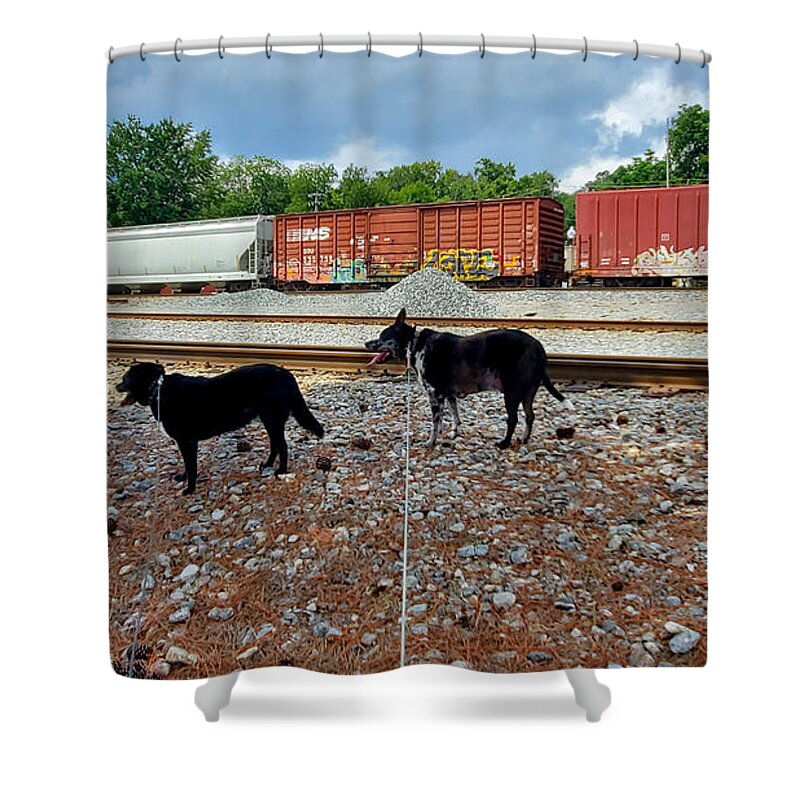 Irondale Train Viewing Platform Irondale Alabama Shower Curtain featuring the photograph Irondale Train Viewing Platform #1 by Kenny Glover