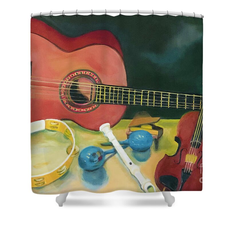 Joy Of Life Shower Curtain featuring the painting Joy of Life by Karen Francis